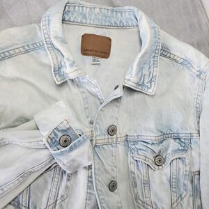 American Eagle Outfitters Distressed Acid Wash Denim Jean Jacket S 90s Grunge